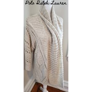 Polo Ralph Lauren Waterfall Cardigan Sweater Cream Knit Women’s XS